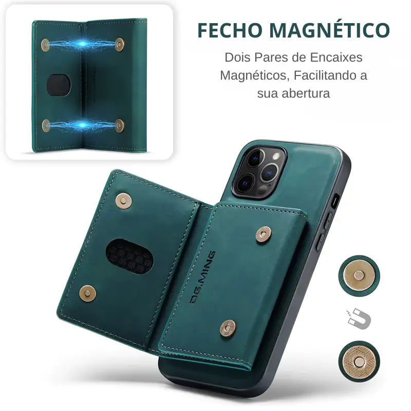 LuxMag Case - Capa de Couro e Carteira com Flip Magnético para Iphone