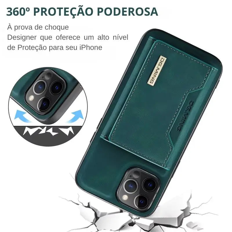 LuxMag Case - Capa de Couro e Carteira com Flip Magnético para Iphone