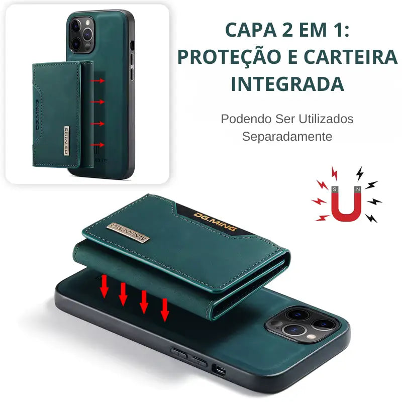 LuxMag Case - Capa de Couro e Carteira com Flip Magnético para Iphone